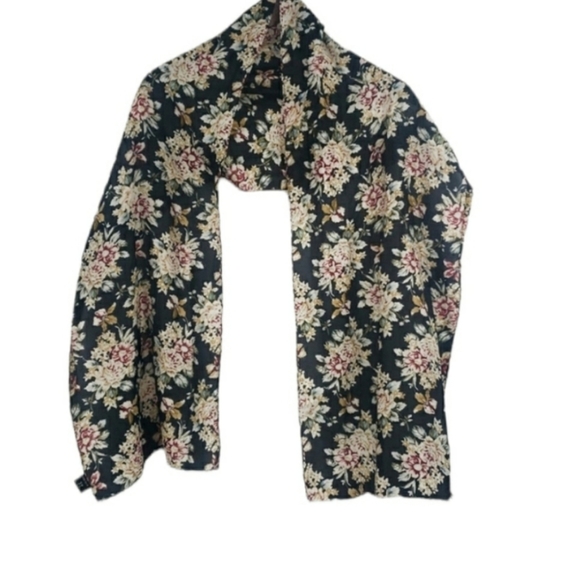 Vintage Accessories - Vintage 100% Silk 37 West Floral Scarf